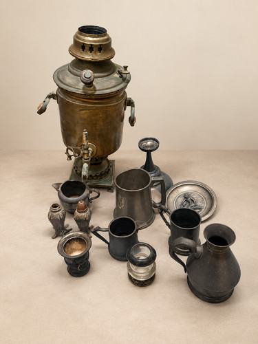Samovar mixed metalware lot - samovar,